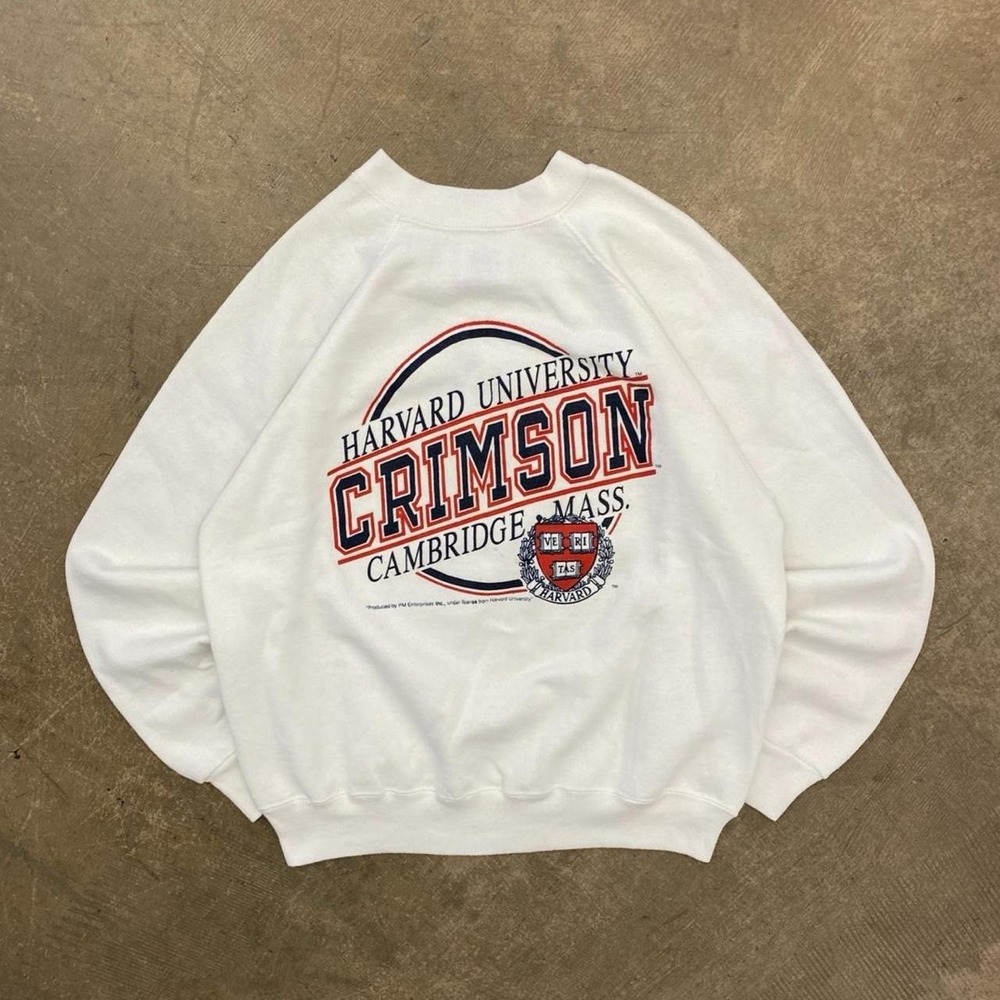 Vintage 90s Harvard University Crimson Cambridge Massachusetts Tultex Crewneck M